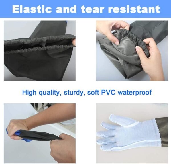 Chemical Resistant, Long Rubber, Heavy Duty Waterproof Gloves for Chemical and Acid Work, 25 inches, Large-(Blue) - Image 2