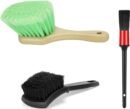 Wheel Rim & Tire Brush Set, Soft & Stiff Bristle Wash Cleaning Supplies Kit for Car Body Exterior Surface, Carpet, Truck,SUV,RV,Motorcycle