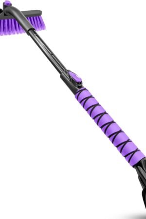 Snow Brush for Car, Extendable Snow Brush and Ice Scraper with Foam Grip, Car Window Scraper for Snow and Ice for SUV Truck Auto Jeep RV Vehicle Windshield - Purple