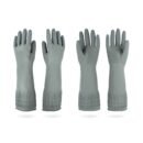 2 Pairs Reusable Waterproof Household Dishwashing Cleaning Rubber Gloves, Non-Slip Kitchen Glove (Grey, Medium (Pack of 2))