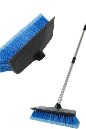 52" Car Wash Brush with Long Handle | Built-in Rubber Squeegee & Rubber Bumper | Lightweight extendable Handle | Soft Bristle Brush for Car, RV, Boat, Solar Panel, Deck Washing