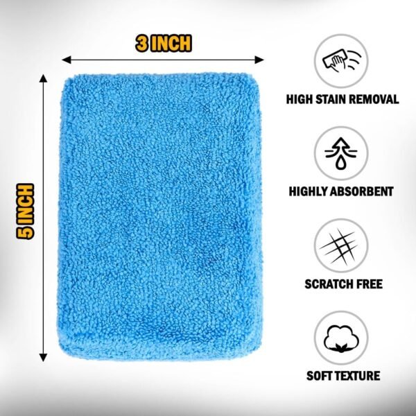 Microfiber Applicator Pads, Scratch-Free Car Wash Sponge for Cleaning, Premium Wax Foam Applicator Pads for Car Detailing, 5”x3”, 8Pack - Image 2