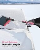 33 Inch Snow Brush and Ice Scraper for Car Windshield, Extendable Snow Scraper and Brush with Foam Grip for Truck SUV Vehicle Window - Pink