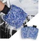 2 PCS Car Wash Mitt, 8"×10" Soft & Scratch-Free Premium Plush Microfiber Washing Glove, Machine Washable Lint Free Absorbent Detailing Wash Mitt, Universal Car Accessories (Blue)