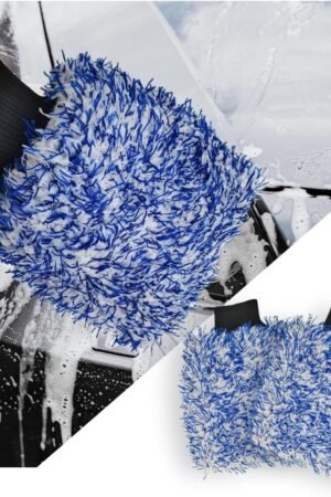 2 PCS Car Wash Mitt, 8"×10" Soft & Scratch-Free Premium Plush Microfiber Washing Glove, Machine Washable Lint Free Absorbent Detailing Wash Mitt, Universal Car Accessories (Blue)