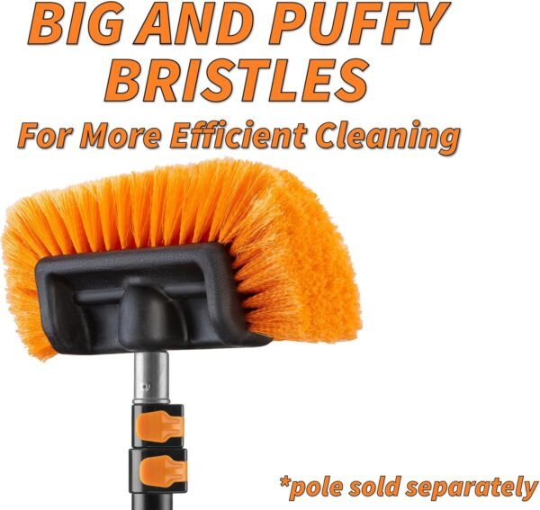 Soft Car Wash Brush Head with 5-Sided Soft Bristle // Soft Scrub RV Wash Brush for Vehicles // Twist-On Truck Washing Brush Fits Standard  Threaded Extension Poles (Pole Sold Separately) - Image 2