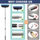 52" Car Wash Brush with Long Handle | Built-in Rubber Squeegee & Rubber Bumper | Lightweight extendable Handle | Soft Bristle Brush for Car, RV, Boat, Solar Panel, Deck Washing