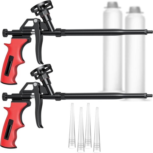 Pack of 2 Red Foam Gun – Heavy Duty  Foaming Sealant Sprayer for Caulking and Insulation Professional Foaming Gun Spray Application for Filling and Sealing Caulking Gun
