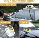 2 in1 Car Wash Brush with Long Handle, Water Flow-Thru Car Washing Brush with Hose Attachment for Car, RV, SUV, Camper, Truck, Boat, House Siding and Solar Panels