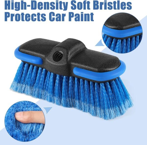 Car Wash Brush Head with Soft Bristle, Car Cleaning Brush with Protective Bumper for Cleaning Auto Cars Trucks RV Boat Deck - Image 2