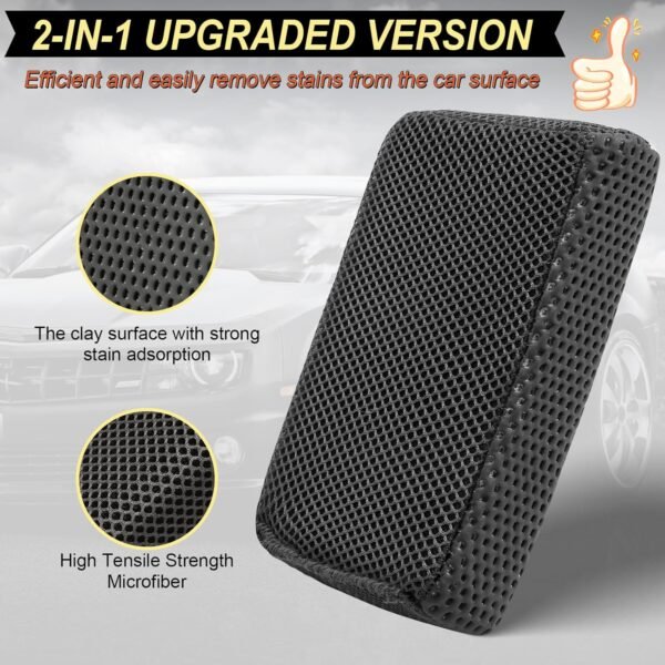 Car Wash Sponge,Dual Sided Car Clay Scrubber for Fast and Effective Removal of Paint,Light Overspray So On,Scrubbing and Clay Work,2-Pack - Image 2