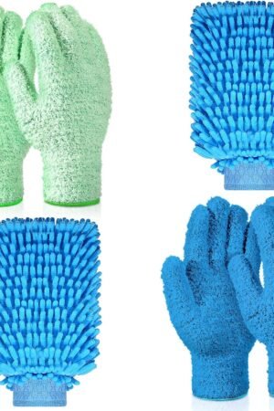 6 Pcs Microfiber Dusting Mitt Gloves Microfiber Washable Dusting Gloves Car Wash Mitt for Leaf Cleaning Plant