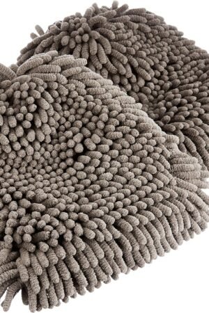 Absorbent Microfiber Car Wash Drying Mitts, 2 Pack, Gray, 10.44" L x 9.06" W